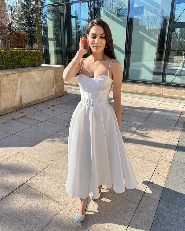 Elegant white wedding or bridal dress